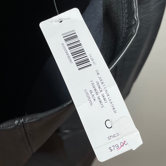NEW Chicos Skirt Womens XS black faux leather pencil straight preppy moto - Picture 6 of 12